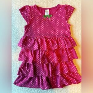 Gymboree Dress, Pink w Polka Dots. Tulip Embellishment at neckline. Sz 4T